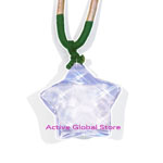 New Cut Facet Natural Clear Rock Crystal Quartz Stone in Star Shape Pendant  &  Rope Necklace, Love Gift